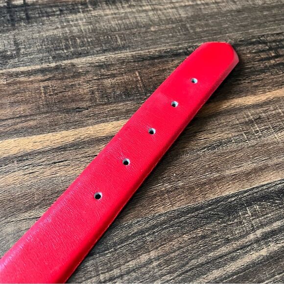 Woodward Red Leather with Gold Buckle Belt Size Medium - Picture 7 of 9